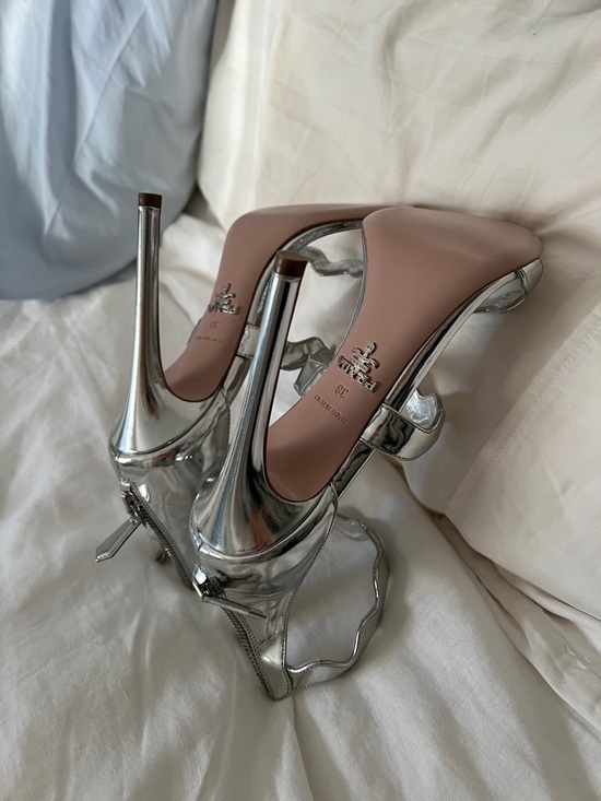 PRADA Silver Metallic Wavy Strap High Heel Sandals BNIB main image 5